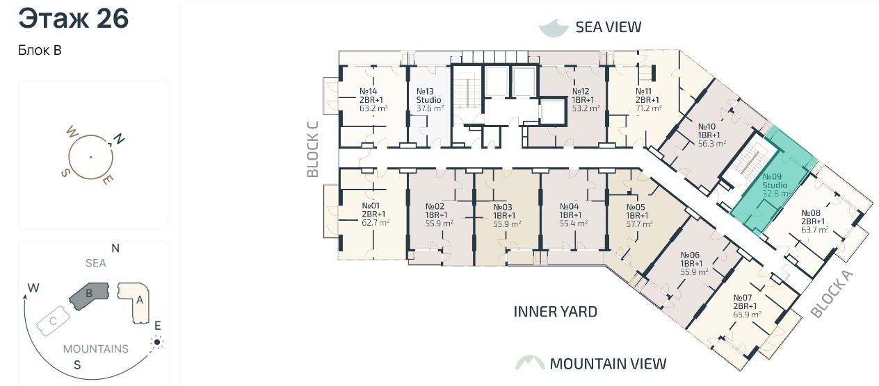 AR-P-B2609 Studio for sale with sea view