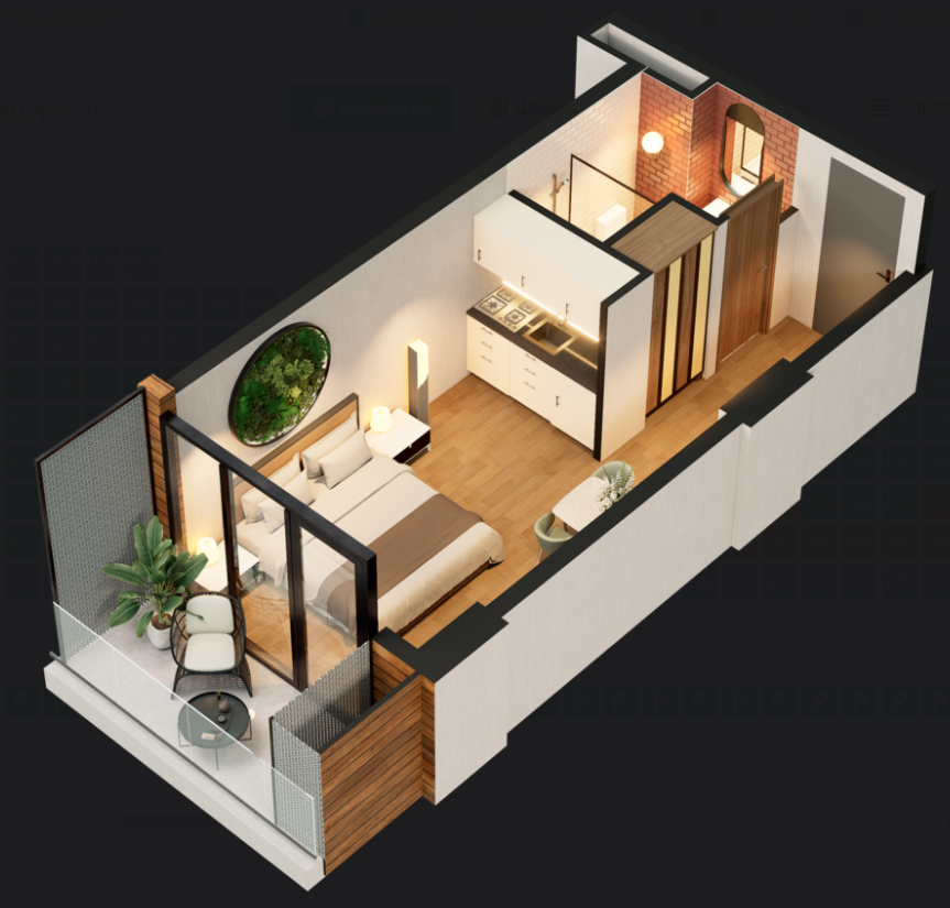 Studio apartment for sale with sea view
