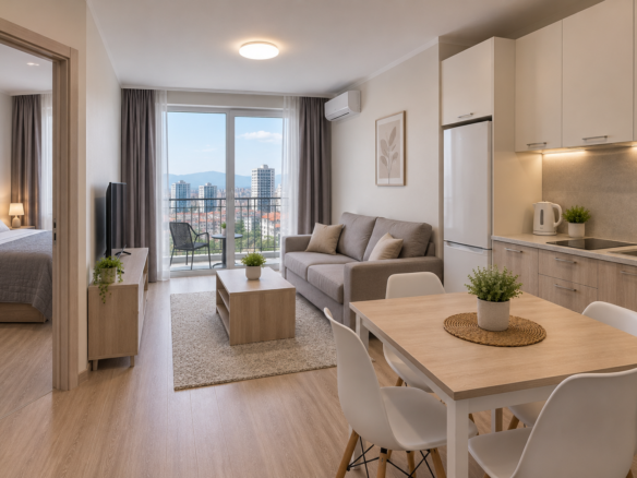 One-bedroom 1+1 apartment with city view for sale
