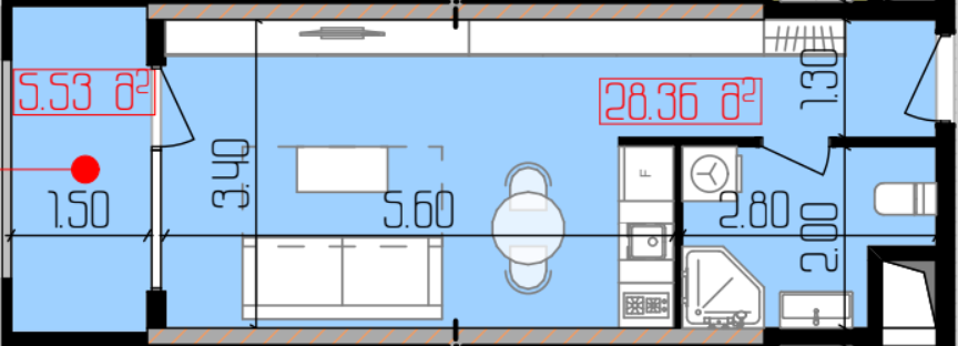 BA-I-15-3215 Studio apartment for sale with city view
