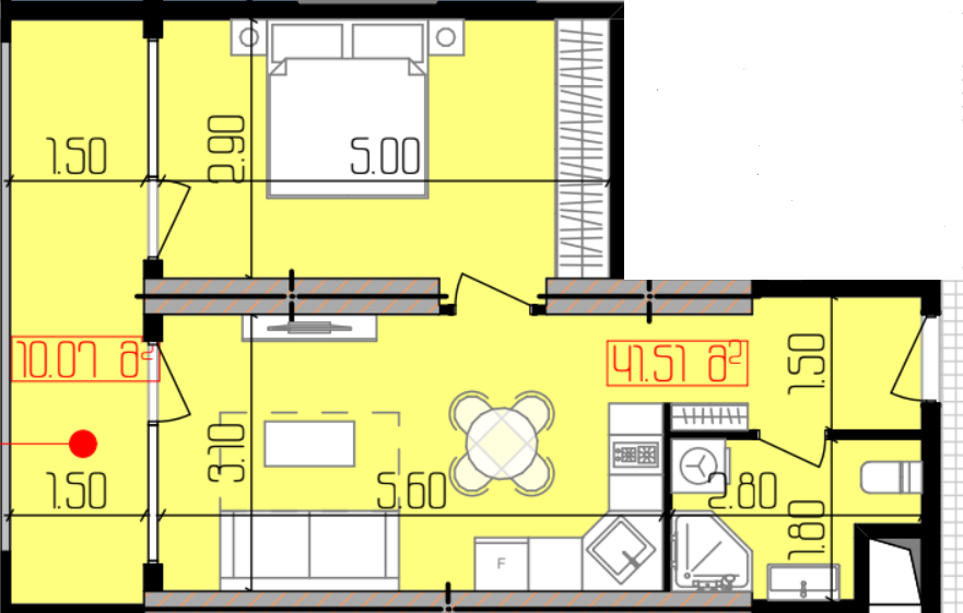 One-bedroom 1+1 apartment for sale with city view