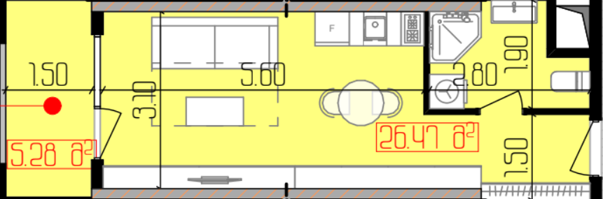 BA-I-15-3309-1 Studio apartment for sale with city view