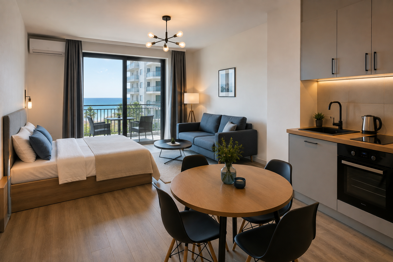 EB-SH-A1823-1 Studio apartment for sale with a view of the courtyard and the sea