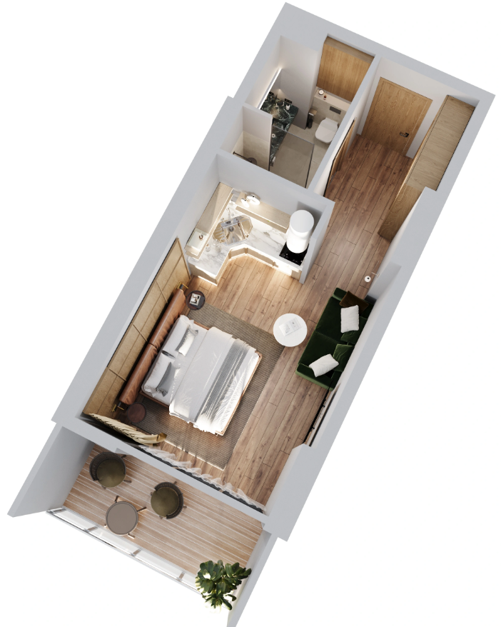 OK-GR-A2025-1 Studio apartment for sale with city view